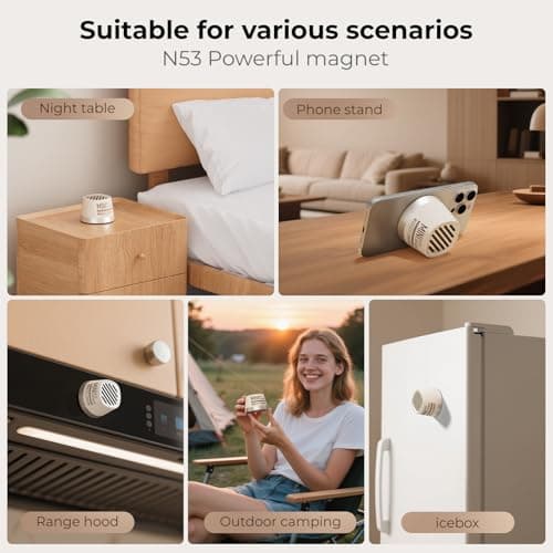 Magnetic Bluetooth Speaker, Wireless Charger Station, Portable Mini Speaker with Wireless Charger & Phone Stand, Bluetooth Speakers for Kitche, Refrigerator, Anything Magnet, Gifts (Milky White) - Thumbnail 5