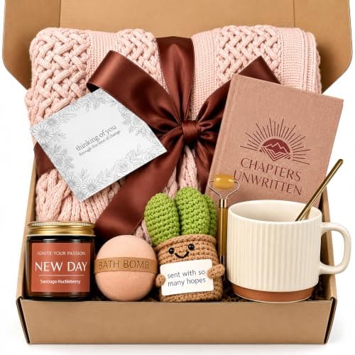 Get Well Soon Gift Baskets for Women Birthday Gifts Spa Self Care Package | Inspirational Thinking of You Gift, After Surgery, Sympathy Gifts, Cooling Face Roller for Women Sick Friends Mom Her w/ Blanket - Thumbnail 3