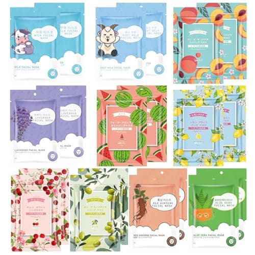 20 Sheets Face Masks Skincare,Hydrating Face Masks Suitable for All Skin Types,Facial Masks for Women Skin Care, Soothe and Moisture Face Sheet Masks for Spa - Image 1