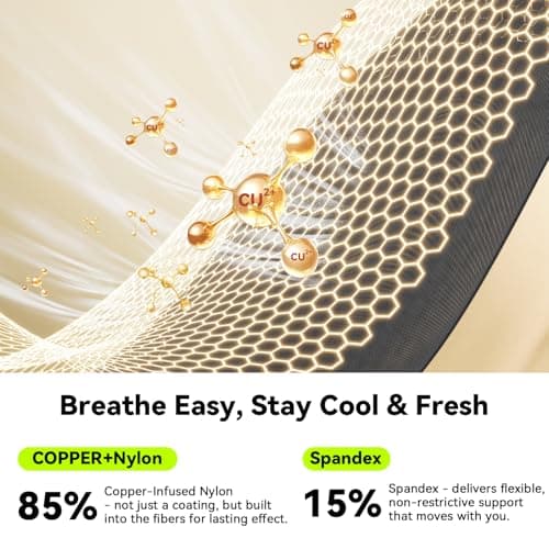 All-Around Copper Arthritis Gloves, Carpal Tunnel Pain Relief Gloves, Breathable & Anti-Slip Hand Compression Gloves for Rheumatoid, Tendonitis, Swelling, Fingerless Gloves Fit Men & Women 10.7"-11.2" - Thumbnail 3