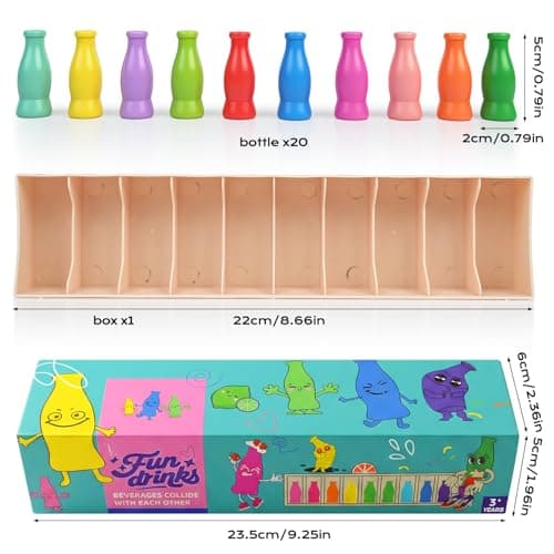 Foleto Bottle Flip Challenge Game, Color Match Interactive Sorting Toy with 20 ABS Bottles, Dual-Mode Brain Training Game Portable Party Family Group Challenge - Thumbnail 2