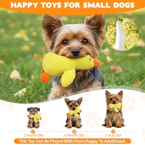 VOXGET Dog Calming Duck Toys, 2026 New Interactive Duck Toy with Quack Sound and Crazy Crinkle for Puppy Teething, Soft Stuffed Plush Calming Duck Toy for Dogs Reduce Boredom -Yellow, 9.8"x8.6"(S) - Thumbnail 5