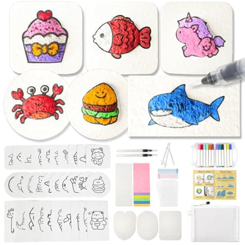 82 Pcs Magic Foam Texture Painting Kit 3D Magic Puffy Paint Art Kit Including 56 Foam Texture Paper, 12 Colors Acrylic Paint Pens, Art Painting Kits - Image 1