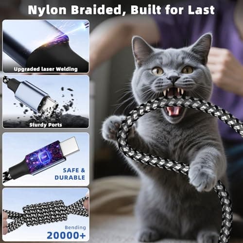 4 in 2 Multi Charging Cable, [Dual Type-C Port][5FT] USB A/C Charging Cables for Multiple Devices with IP/Micro/iPhone 17 Port, Universal USB C Cable Phone Charger Cord for iPhone 16-12, Tablet Pad - Thumbnail 3