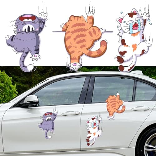 Scratch Cat Vinyl Car Sticker, Cute Three Cats Scratch Cover Funny Bumper Decal for Auto, Truck, Motorcycle, Wall, Window(Medium, Style 2) - Image 1