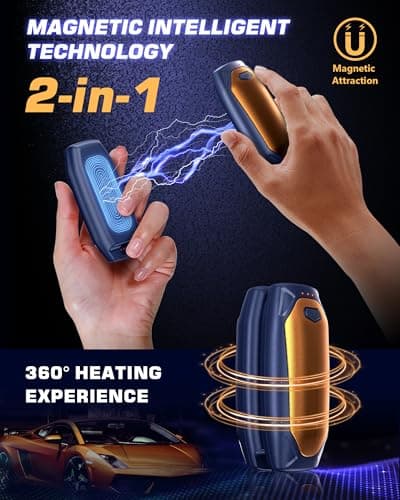 Kesguar Hand Warmers Rechargeable - 2 Pack 14000mAh AI Electric Hand Warmers with Charging Case, Magnetic 2 in 1 Pocket Handwarmers, Portable Heater Gifts for Women/Men/Golf/Camping/Hunting - Thumbnail 6