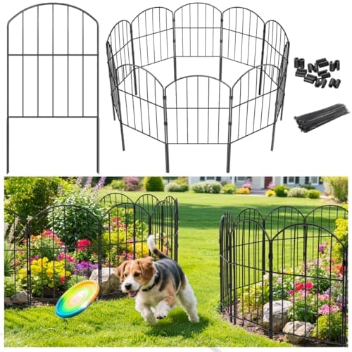 VANCASTLE Decorative Garden Fence Outdoor, Total 10.5ft (L) x 24in (H), Rustproof Metal Landscape Barrier Fence, Black Fence for Yard, Patio Lawn, 10 Panels - Image 1