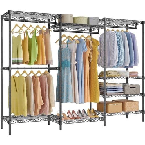 VIPEK V5 Plus Large Portable Closet Rack Freestanding Wardrobe Closet, Multi-Functional Clothes Rack Heavy Duty Metal Clothing Rack for Hanging Clothes, 85.4" L x 15.7" W x 76.4" H, Black - Image 1