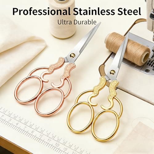 Fabric Scissors - 5-Inch Retro Stainless Steel Precision Scissors, Corrosion & Rust Resistant, Sharp Cutting, Lightweight–Suitable for Embroidery Thread, Paper, Yarn, Fabric, Sewing(Set of 2) - Thumbnail 3