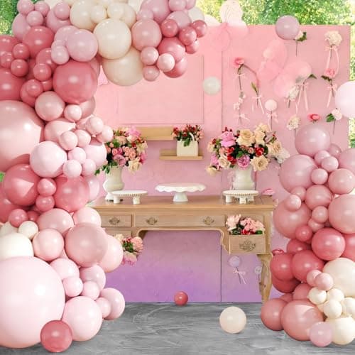 Dusty Pink Balloon Arch Kit 124Pcs Pink and White Balloon Arch Garland Kit Include Macaron Light Pink Sand White Balloons for Baby Shower Bridal Shower Wedding Birthday Party Decorations - Thumbnail 5