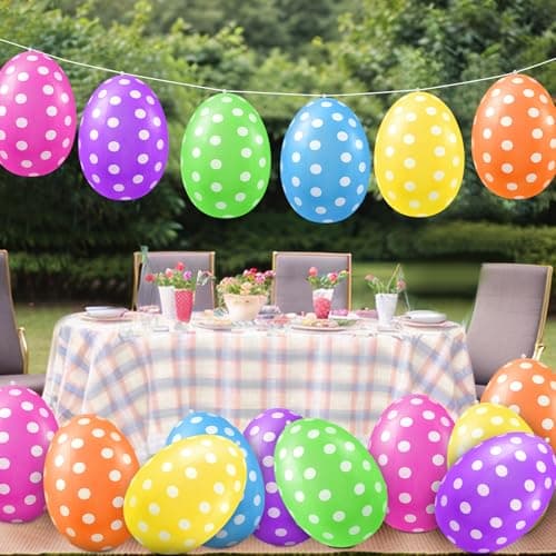 12 Pack 16 inch Inflatable Easter Eggs Decorations, Easter Blow Up Yard Decorations Colorful Outdoor Ornaments for Garden Lawn Spring Party Supplies & Egg Hunt Games - Thumbnail 6