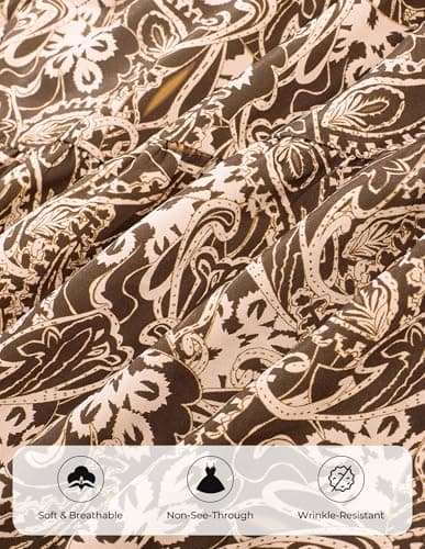 GRACE KARIN Long Sleeve Dress for Women 2026 Spring Wedding Guest Dress Floral Boho A Line Flowy Maxi Dresses with Pockets Brown 2XL - Thumbnail 6