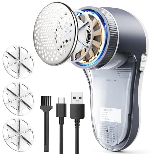 POPCHOSE Fabric Shaver, Sweater Shavers to Remove Pilling, Lint Shaver with 6-Leaf Blades, Electric Lint Remover for Clothes, Couch, Furniture, Fuzz, Lint Ball, Pillings, USB Rechargeable - Image 1