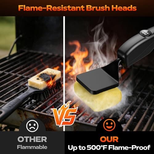 Bristle-Free Grill Brush with Smart AI Pressure Sensor, Electric Grill Brush for Outdoor Grill, BBQ Grill Cleaner with Three Replaceable Brush Heads (Black) - Thumbnail 5
