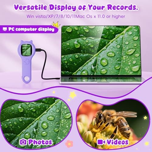 Microscope for Kids - Mini Pocket Handheld Microscope for Toddlers-STEM Educational Science Kit Toys for Christmas Birthday Gifts Toys for 5 6 7 8 9 10 11 12 Year Old Girls（Purple） - Thumbnail 3