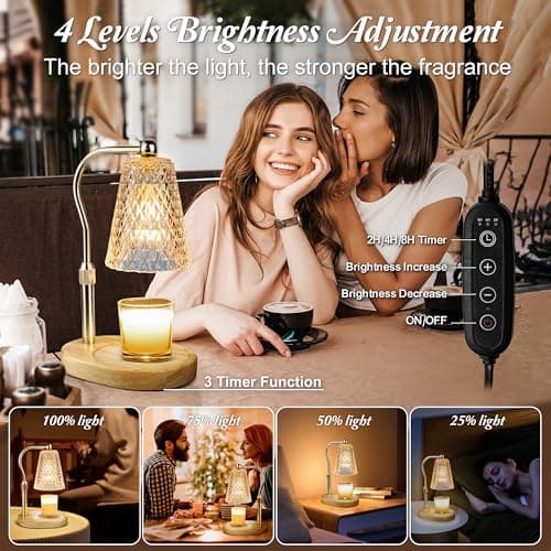Candle Warmer Lamp, Candle Warmer Lamp with Timer - with 1 Bulbs 50W GU10 Adjustable Height, Candle Lamp Warmer for Home,Office Decoration,Etc. - Thumbnail 6