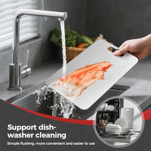 APMRQIB Titanium Cutting Board, 100% Pure Titanium Cutting Boards for Kitchen, Double Sided Non Toxic Cutting Board, Hygiene Durable Dishwasher Safe 10.5”×6.3” - Thumbnail 5