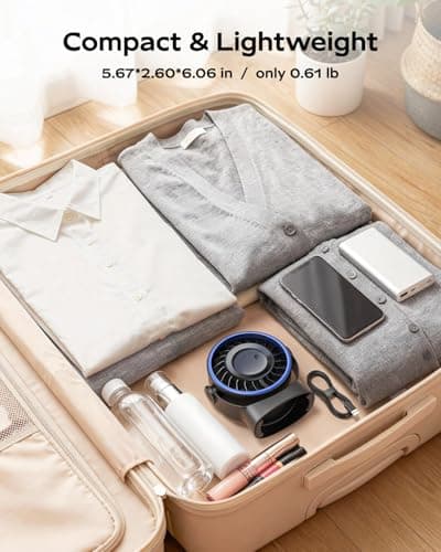 SWEETFULL USB Small Desk Fan - 5 Inch Mini Personal Desktop Fan, 4 Speeds Cooling Strong Airflow, 360° Adjustable Tilt, Quiet Portable Table Fans for Bedroom, Home, Office, Travel & Cruise, Black - Thumbnail 4