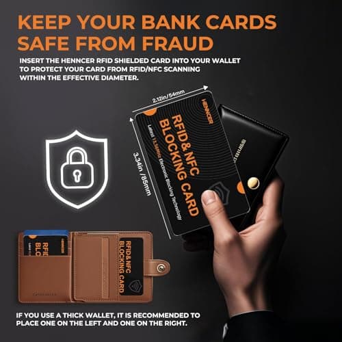 RFID Blocking Card, NFC Debit Credit Card Passport Protector, Entire Wallet Protection Blocker Set for Men & Women, Smart Slim Design Perfectly fits in Wallet and Purse (Blackorange, 4) - Thumbnail 5