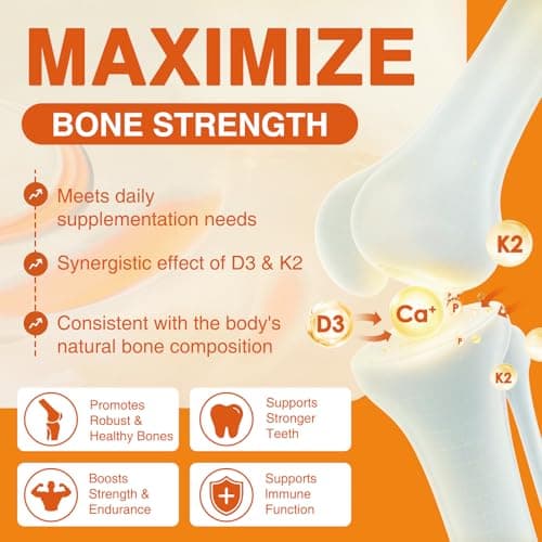ZEBORA 6-in-1 Upgraded Vitamin D3 K2 Supplement, Vitamin D3 5000IU + Vitamin K2 MK7 100mcg for Bone & Immune Support, Efficient Absorption, Non-GMO, 120 Capsules - Thumbnail 4