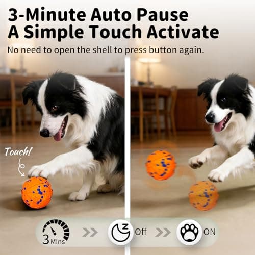 JoyBruko Interactive Dog Toys Ball, Moving Dog Toys to Keep Them Busy, Automatic Self Rolling & Bouncing, Soft E-TPU Material IPX7 Waterproof, Enrichment for Small Medium Large Breeds, Orange - Thumbnail 3