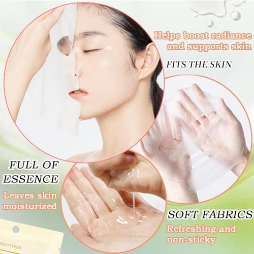 12 Sheets Face Masks Skincare, Moisturize Face Masks Suitable for Sensitive Skin, Hydrate Facial Mask for All Skin Types, Bulk Facial Masks for Women Skin Care, Soothe Face Mask for Spa Party - Thumbnail 4