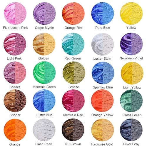 MTBJZJ Mica Powder for Resin, 25 Colors - 20g/Bottle of Epoxy Resin Color Pigment,for Candle Dye, Lip Gloss Pigment, Soap Making, Slime Colorant, Paint, Bath Bombs,Nail Polish and Eye Shadow - Thumbnail 2
