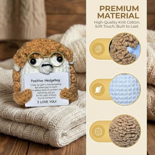 AskLady Crochet Hedgehog Valentines Day Birthday Gifts for Women Men,Cheer Up Appreciation Gift for Friends Coworkers - Inspirational Emotional Support for Her Mom Sister, Positive Gifts for Yourself - Thumbnail 3