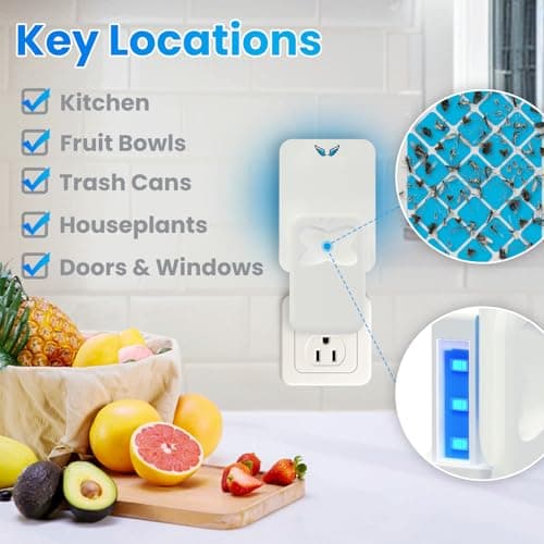 Fruit Fly Traps Indoor Flying Insect Trap-Bug Catcher Gnat Traps for House Indoor -Plug in Bug Light Attractant Fly Catcher for Home, Kitchen, Bedroom 1Device + 3 Glue Refills - Thumbnail 4