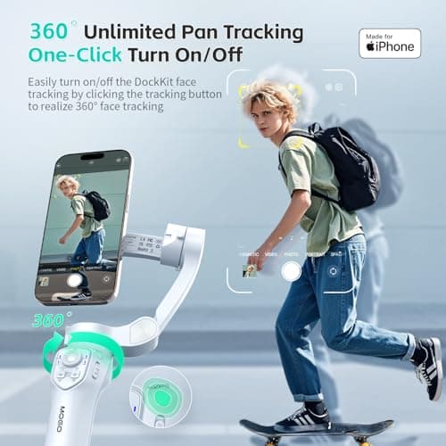COMITOK MOGO Only for iPhone, Gimbal Stabilizer for iPhone, [MFi Certified] Phone Gimbal with 360 Degree Face Tracking for Video Recording, NFC Pair and Magnetic Mount for iPhone 17 Pro Max - Thumbnail 6