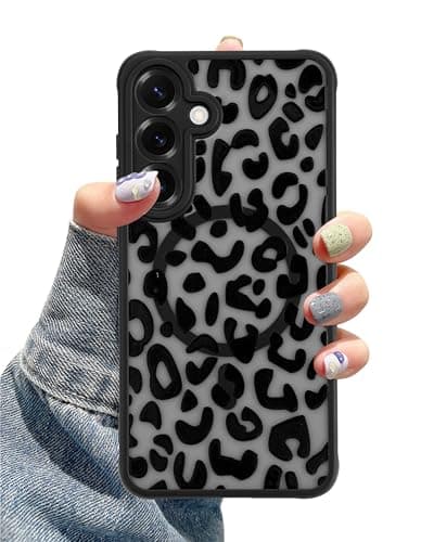 Aitipy Compatible with MagSafe Case for Samsung Galaxy S24 Plus, Cute Black Cheetah Aesthetic Pattern Magnetic Design Phone Case, Soft TPU Protective Phone Cover for Women Girls-Leopard Print - Image 1