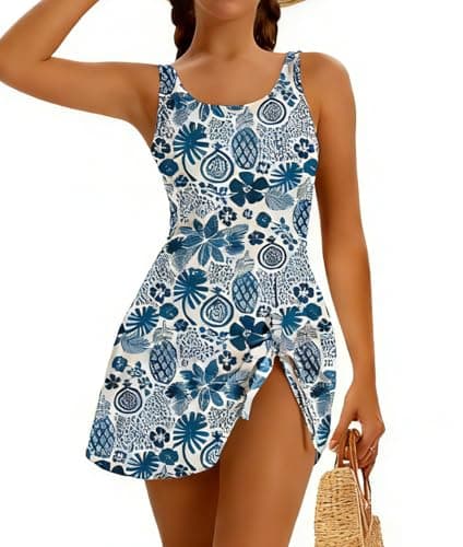 Bupekbee Girls Swimsuit One Piece Bathing Suit for Teen Adjustable Straps Padded Swim Dress 7-16Y - Image 1