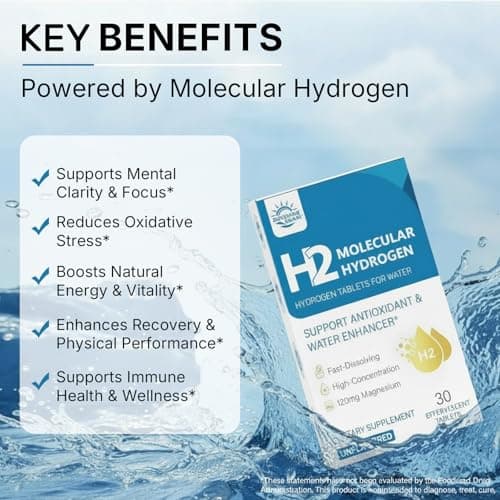 Molecular Hydrogen (H2) Tablets with 120mg Magnesium – 16 PPM Hydrogen Water Tablets for Water, Advanced Hydrogen Technology, Antioxidant Support for Cellular Health & Recovery丨Unflavored, 30 Tablets - Thumbnail 3