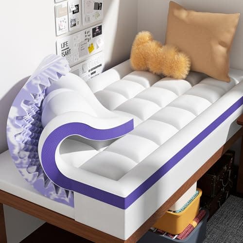 ChiXpace Dual Layer Memory Foam Twin XL Mattress Topper - 2 Inch Gel Egg Crate Foam and 2 Inch Cooling Pillow Top Cover Rayon, Twin Extra Long College Dorm Support - Image 1