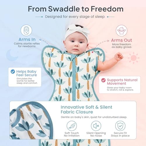 i-baby Outlast® Transitional Swaddle Sleep Sack, Arms Up Self-Soothing Swaddles with Arms in Out Cuffs Design for Newborns, Baby Sleeping Bag Wearable Blanket, Boy Girl Newborn Essentials - Thumbnail 5