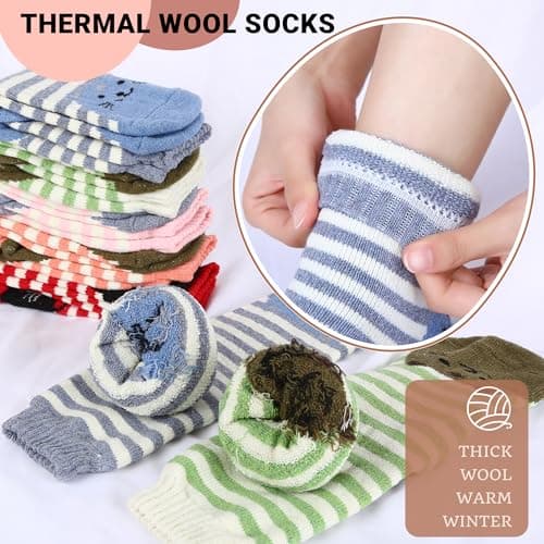 Non Slip Socks for Women with Grips Thermal Winter Warm Thick Cozy Cabin Crew Comfy Anti Skid Slipper Socks Gifts for Women - Thumbnail 4