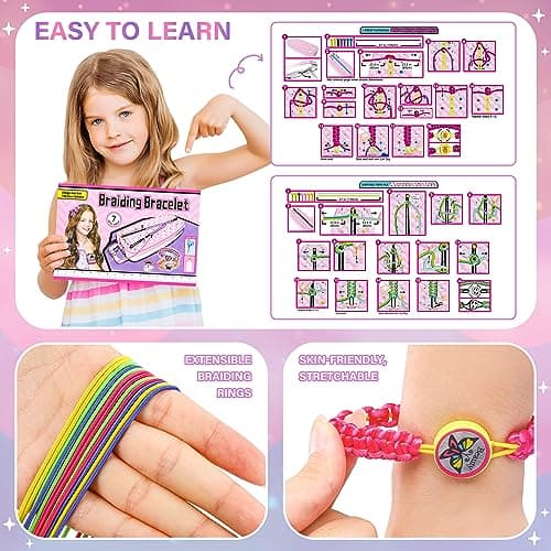 Dpai Friendship Bracelet Making Kit for Girls,DIY Arts and Crafts Toys,Jewelry String Maker Kit,The Best Birthday Gifts Ideas for Girls 6 7 8 9 10 11 12+ Years Old（Purple） - Thumbnail 4