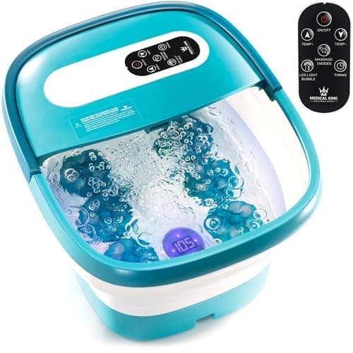 Medical king Foot Spa with Heat and Massage Electric Rotary Includes A Remote Control, A Pumice Stone, Bubbles - Motorized Shiatsu Massage Balls
