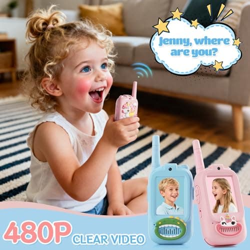Video Walkie Talkies for Kids – Kids Walkie Talkies 2 Pack with Cute Silicone Cover, Voice Changer, 1000FT Range, Fun Indoor Outdoor Toys – Birthday for Boys and Girls Ages 3-10 - Thumbnail 4