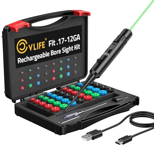 CVLIFE Rechargeable Bore Sight Laser Kit with 64 Adapters fit 0.17 to 12GA Calibers, Professional Green Laser Bore Sight with Button Switch, Powerful Choice for Hunting Bore Sight Tool - Image 1