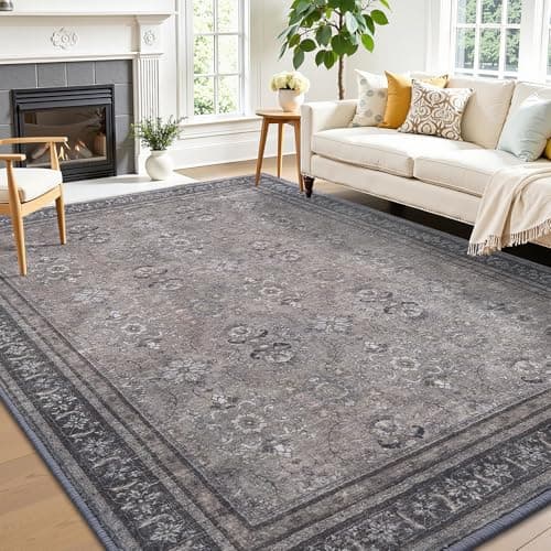 Vanmoos 5x7 Area Rugs for Living Room, Bedroom - Machine Washable, Non-Slip Bedside Rug, Large Soft Floor Carpet for Office, Dining Room, Farmhouse and Home Decor, Urban Luxe/Olive Brown - Image 1