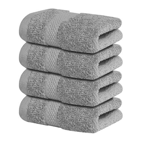 Infinitee Xclusives Luxury Wash Cloths for Showering [13x13] – 100% Cotton Washcloths [Pack of 4], Soft and Absorbent Face Towels for Bathroom Wash Clothes, Gym, and Spa (Charming Grey) - Image 1