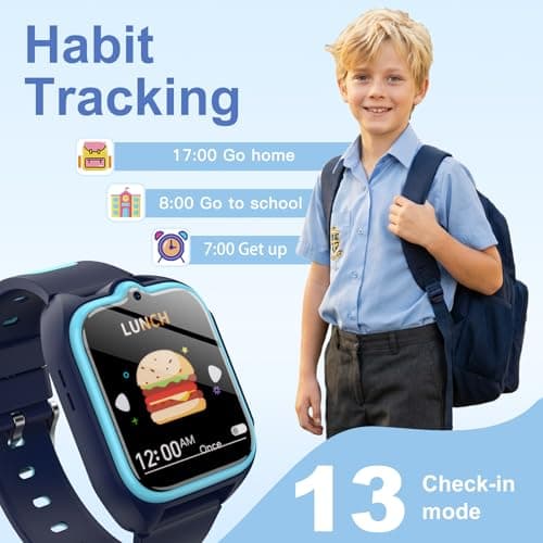 Smart Watch for Kids with No App/Phone Needed,1.75" Kids Watch Boys with 32 Puzzle Games,Kid Smartwatch with Fitness Tracker Pedometer IP68 Waterproof Sport Modes for Boys Girls Teens Aged 4-12(Blue) - Thumbnail 5