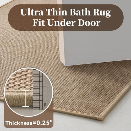 MontVoo Toilet Rugs U-Shaped, Ultra Thin Non Slip Contour Bathroom Rugs,Rubber Backing Washable Contour Bath Rugs for Toilet Mat,20''x24'',Beige - Thumbnail 6