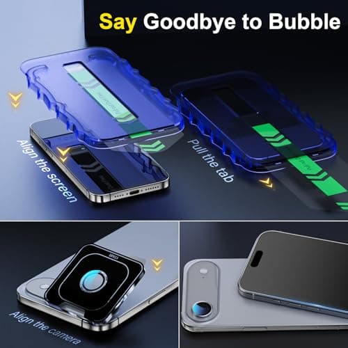 YWXTW 2 Pack for iPhone Air Matte Screen Protector 6.5 Inch + 1 Set Camera Lens Protector, [1S Pull-Out] Anti Glare Anti Fingerprint Air Glass Screen Protector, Bubble Free, Smooth as Silk - Thumbnail 3