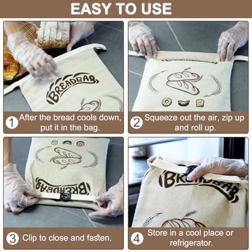 FONDFRAMORY Beeswax Bread Bags for Sourdough, Large Size Sourdough Bread Bags with Beeswax to Keep Freshness Longer, Washable and Reusable Sourdough Storage Bag (2 Pack) (Beige) - Thumbnail 6