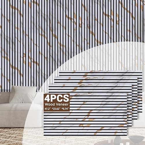 4 Packs Acoustic Wall Panel, 47.2"x23.6" Wood Slat Sound Absorbing Panel, Sound Proofing Panels for Office,Home Theater,Studio, Faux Marble - Thumbnail 3