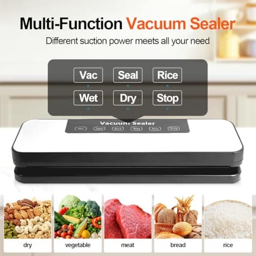 Vacuum Sealer Machine ，Professional Vacuum Sealer for Food Freezer with LED Display， 20s Fast Seal for Dry and Moist Food, Includes 5 BPA-Free Reusable Bags for Sous Vide - Thumbnail 2