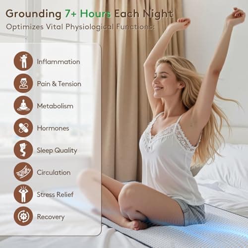XKETA Graphene Grounding Mat for Bed: Indoor Earth Therapy for Better Sleep & Energy Boost – Conductive Sleep Pad with Grounded Benefits – Wellness Gift Kit for Women (California King) - Thumbnail 5