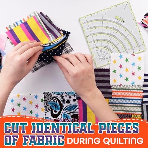 Acrylic Square Quilting Ruler - Quilting Rulers for Precision Cutting, Patchwork Crafts & DIY Decor - Easy to Use, 8.1x8.1 Transparent Square Sewing Ruler for Measuring, Templates and Pattern Drafting - Thumbnail 5